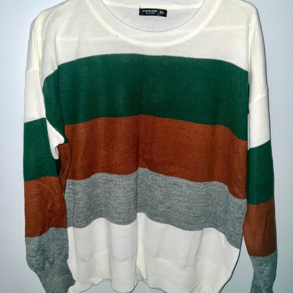 Round Neck Pullovers Long Sleeve Multicolor Plus Size Sweaters 12(OXL) - Picture 3 of 5